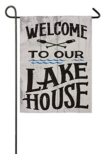 Pingpi AFFLADY-AGF-0339 Welcome To Our Lake House Double Sided Burlap Garden Flag 12.5 Inchx18 Inch thumb #1