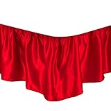 Bed Skirt - Dust Ruffled Bed Skirt (Queen, Red) 18 Inch Drop Dust Ruffle with Platform, Satin Wrinkle Free (Available in All Bed Sizes and 23 Colors) Blissford Dust Ruffle
