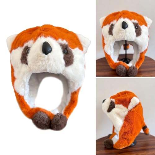 Winter hat,Lovely Lesser Panda Hat with Warm Earflap Female Kids Winter Activity Ski Pullover Ear Protective2