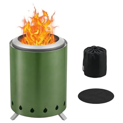 BRIAN & DANY Solo Fire Pit with Stand, Smokeless Firepit for Outside, Stainless Steel Personal Stove Bonfire Fueled by Pellets or Wood, Birthday Gifts, Housewarming Gift - 5.9in x 8.2in,Green