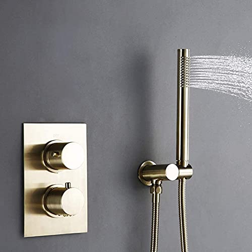 Ensemble de robinets de douche thermostatique anti-brûlure or brossé chic - 8