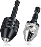 LEONTOOL 2Pcs Drill Chuck Adapter 1/4 Inch Hex Shank Keyless Drill Chuck for Impact Driver, 0.3-3.6mm, 0.6-8mm Quick Change Adapter Power Screwdriver Drill Adapter for Impact Drill Tool Attachment
