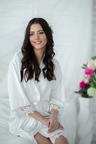 image for Gentle Sateen Gifts Personalized Bridesmaid Robes Lace Bridal Robe Cus