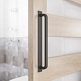 SMARTSTANDARD 12” Antique Rustic Handmade Barn Door Handles, Black Flush Long Base Handle Pull, for Gate, Shed, Garage