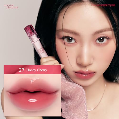 Image of CLIO Crystal Glam Tint, Glossy Lip Tint with Glass-Like Shine, Lightweight Buildable Lip Stain, Long-Lasting Pigmented Color, Non-Sticky, Korean Lip Tint, Safe for Sensitive Lips (27 HONEY CHERRY)