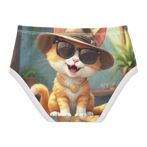Cotton Girls Underwear Toddlers Cute Cat Hat Glasses Panties for Girl Artistic Kids Briefs Undies 2t2