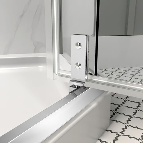 ACE DECOR 35.56" D x 35.56" W x 72" H Frameless Neo-Angle Shower Enclosure, 1/4" (6mm) Clear SGCC Tempered Glass, Pivot Shower Door in Chrome Finish, Reversible Installation