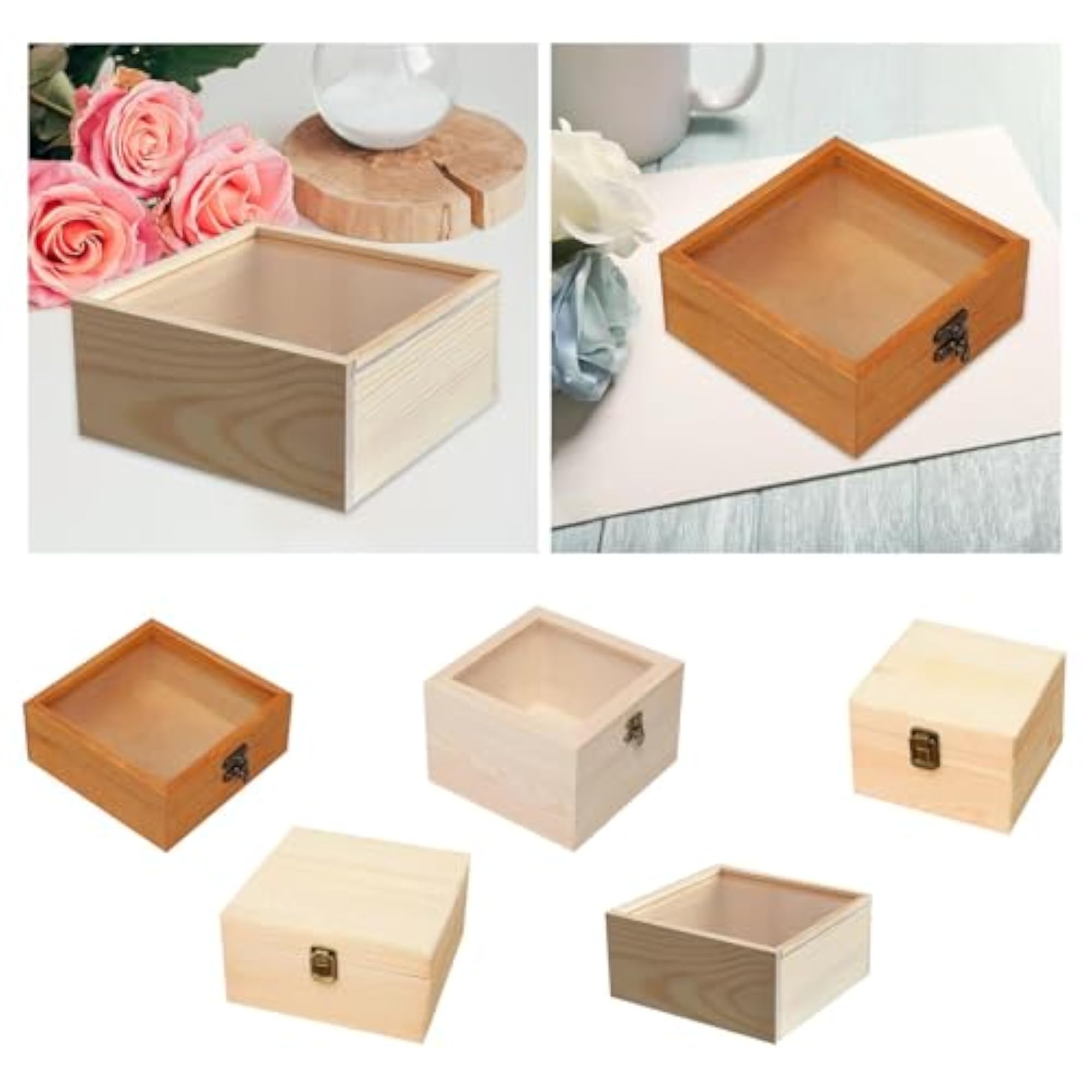 Wooden Storage Box DIY Craft Gift Box for Keepsakes