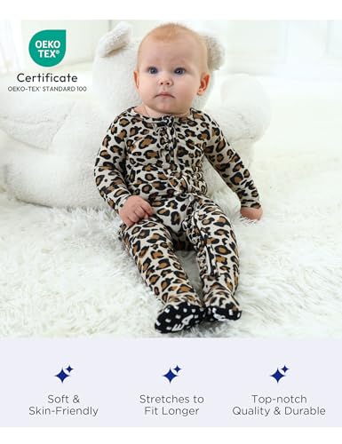 Baby Girls Footed Pajamas Clothes, Bamboo Viscose Sleeper 2 Way Zipper Outfits Newborns Infants4
