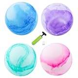 Marbleized Rubber Balls (Set of 4) for Kids Play with 2 Pins & Pump by New Bounce|Durable Indoor / Outdoor Toys for Children|Fun Bouncing Balls|Great for Party Favors, Birthdays, Sports Activities