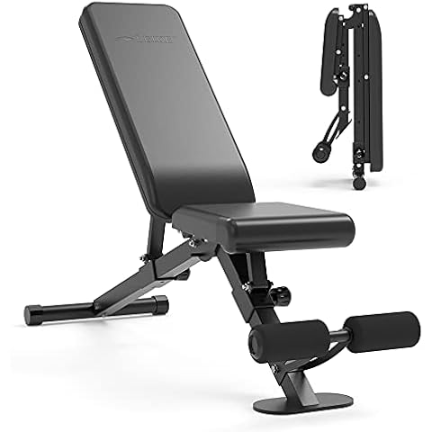 leikefitness Adjustable Weight Bench Foldable Workout Exercise Bench with Automatic Lock for Upright Incline Decline and Flat Full Body Exercise (GM58101(BLACK)) Cover