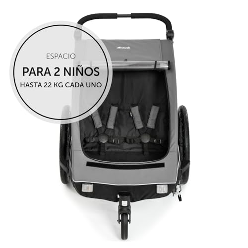Miniatura 7 de Hauck Remolque Bicicleta Niños 2 Plazas Dryk Duo - Carro Bici Infantil Completo Desde 6 Meses Hasta 22 Kg - Enganche Incluido - Silla De Paseo Gemelar Maletero Xl - Plegable - Gris