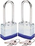 SEPOX® 2Pack Heavy Duty Padlock Keyed Alike, 40MM Laminated Steel Lock Body, 60MM Extra Long Shackle, Ideal for Gym Locker, Sheds, Gate, Warehouse, Hasp (2 Locks with Same Keys)