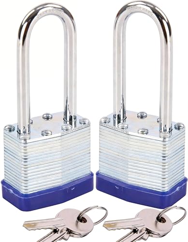 SEPOX 2Pack Heavy Duty Padlock Keyed Alike 40MM Laminated Steel Lock Body 60MM Extra Long Shackle Ideal for Gym Locker Sheds Gate Warehouse Hasp (2 Locks with Same Keys)