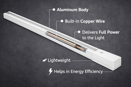 Image of JACKAL 1 Meter Length (3FT) LED Track /Track line /Trackway /Track Rail for Track Light (White Body) Pack of 4 - Compatible with All Watts Track Lights