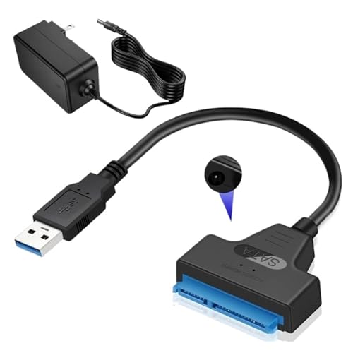 2.5�C���` 3. USB - SATA �A�_�v�^�R�[�h USB3.0 �n�[�h�h���C�u�R���o�[�^�R�[�h HDD SSD�p(With 12V 2A US plug)