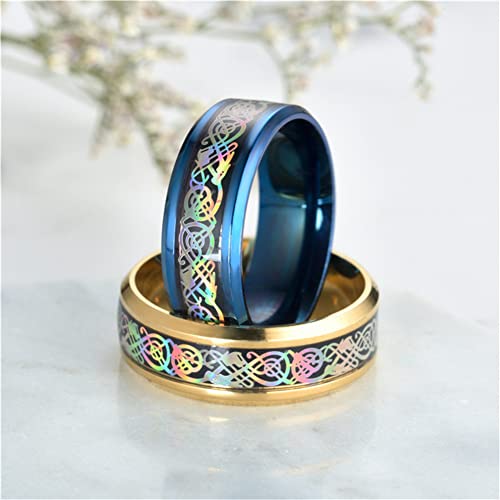 Image of HIJONES Unisex Carbide Fiber Celtic Dragon Spinner Ring Stainless Steel Wedding Spins Band
