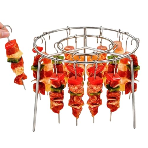 Griglia per friggitrice ad aria con spiedini 24/48 – Griglia per barbecue in piedi per riscaldare uniformemente carne, cosce di pollo e – Adatto per grill, affumicatore, forno
