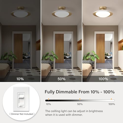 Dimmable Modern Mid-Century Ceiling Light, White and Gold LED Semi Flush Mount Ceiling Light, 5CCT 2700K-6000K Lighting Fixture Ceiling Lamp with Glass Shade for Bedroom Hallway Kitchen, 12.6in by ONESMING - Used condition - Image 4