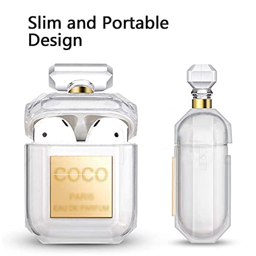 Pummelouty Airpods Case Perfume Cover With Keychain Perfume Bottle And Fur Ball, Luxury Cute Design Silicone Soft Shockproof Airpods Case For Girls And Women #TOP3