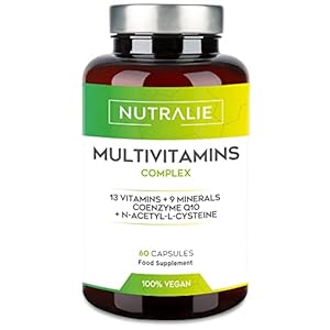 Multivitamine en mineralen – Met 29 Vitaminen + 9 Mineralen – Vitaminen A B C D E K + Q10 en N-Acetyl-L-Cysteïne – Veganistisch – 60 Capsules Nutralie