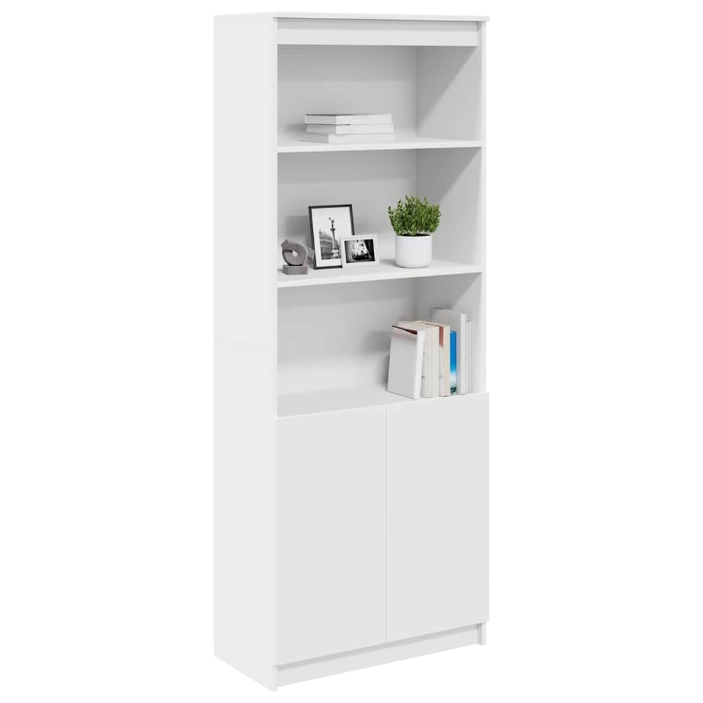 Aparador de madera blanco 70 x 35 x 180 cm para salón, pasillo, cocina