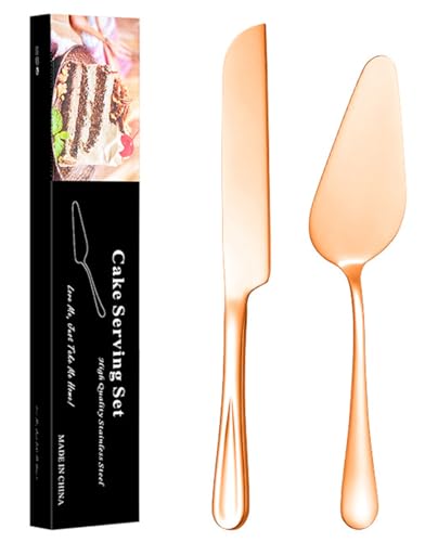 XIAOYU 2 pz coltello per torta nuziale e set server, set di taglio della torta in acciaio inossidabile, include taglierina della torta e server della torta per matrimonio, compleanno, feste, oro rosa