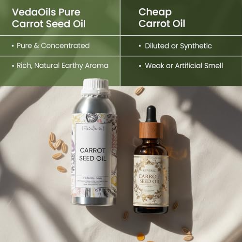 Image of VedaOils Carrot Seed Anti-Ageing After-Bath Body Oil for Fine Lines & Wrinkles | Smooth, Radiant & Glowing Skin | 100% Botanical Extracts | Suitable for All Skin Types | 100ml
