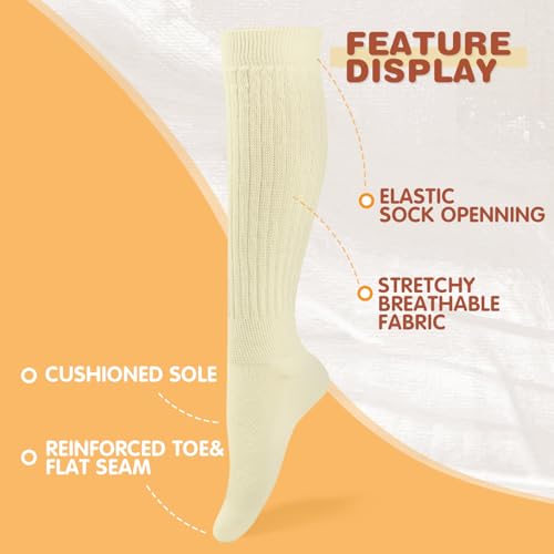 Image of Buauty Slouch Socks for Women, Soft Extra Long Chunky Scrunch Knee High Sock Winter Knit Slouchy Socks Leg Warmmers