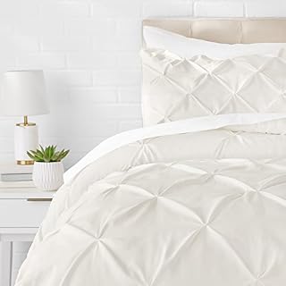 Amazon Basics Pinch Pleat Comforter Set - 135 x 200 cm, Navy Blue