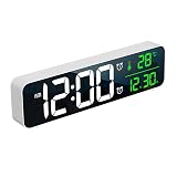 ALANAS Large Digital Clocks with Date/Temperature Display, Dual Alarms with Classic Music Ring, 5 Le