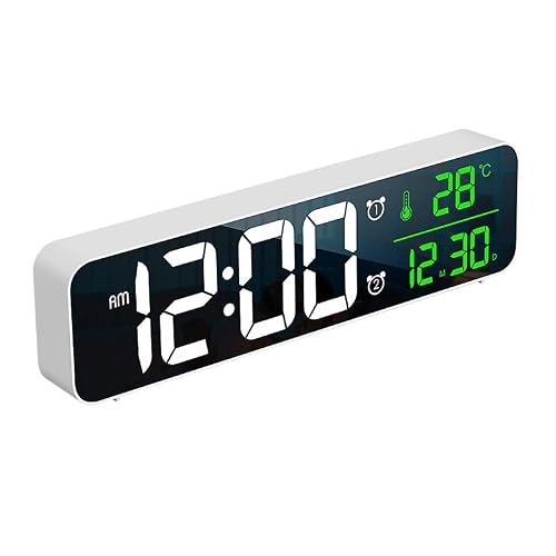 Alanas Large Digital Clocks With Date/Temperature Display, Dual Alarms With Classic Music Ring, 5 Level Dimmer, Plug In Electronic Alarm Clock For Bedroom, No Snooze #TOP5