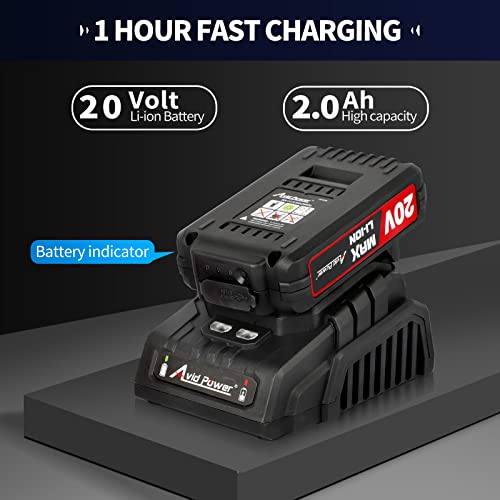 Avid Power Brushless Drill Set, 20V Cordless Drill Driver Kit With 2.0Ah Battery And Fast Charger, 1/2-Inch Metal Chuck, 400 In-Lbs Torque, 2-Variable Speed, 28Pcs Accessories And Tool Bag #TOP4