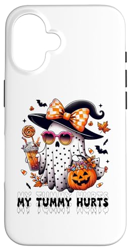 Funny My Tummy Hurts Cute Pink Ghost Boujee Halloween Coffee X}zP[X iPhone 16 p