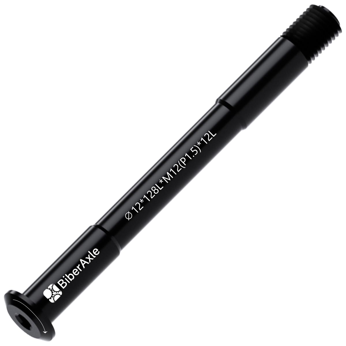 BiberAxle 12 mm Thru Axles for Bicycle Forks and Rear Bicycle Frame, Mountain Bike and Road Bikes, Aluminium Alloy Hub Adapter Axle (Thread Pitch: 1.5 mm/Length: 128 mm)