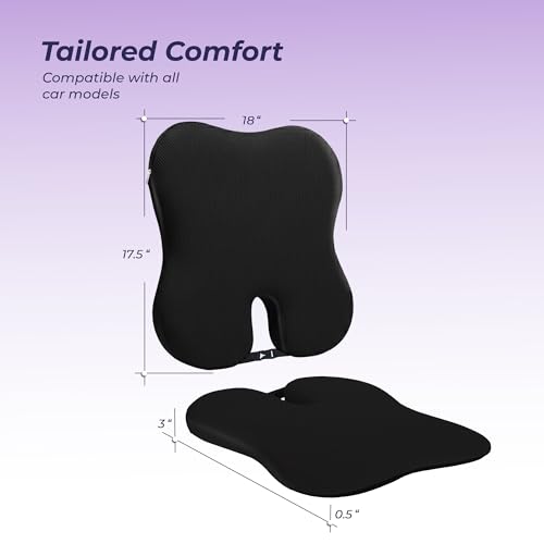Image of Billebon Ultimate Car Wedge Seat Cushion | Premium Memory Foam Cushion with Coccyx Tailbone Cutout | Helps Relieve Hip| Tailbone & Lower Back Pain | Supports Weight Up to 100 kg - Black (Pack of 2)