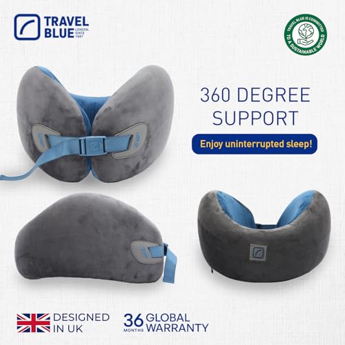 Image of Travel Blue Infinity Travel Ergonomic Neck Pillow Enjoy uninterrupted Sleep with 360-degree Support with Luxurious Hypoallergenic Material Pillow (Blue)