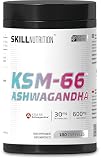 SKILL Nutrition Ashwagandha KSM-66 | 180 Capsules | 600mg Extrait de Racine Standardisé | Adaptogène : Stress, Récupération & Sommeil | Haute Biodisponibilité | Végétalien