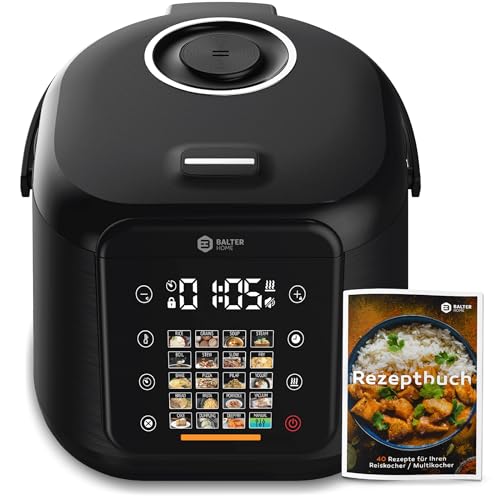 Balter Reiskocher Multikocher 4L Rice Cooker mit Fuzzy-Logic, Dampfgarer & Slow Cooker, Warmhaltefunktion & Timer, inkl. Premium Topf, Zubehör & Rezeptbuch Balter Reiskocher Multikocher 4L Rice Cooker mit Fuzzy-Logic, Dampfgarer & Slow Cooker, Warmhaltefunktion & Timer, inkl. Premium Topf, Zubehör & Rezeptbuch