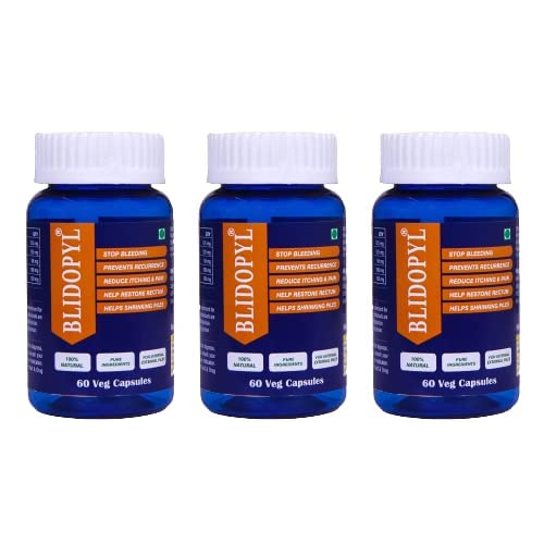 BLIDOPYL Ayurvedic helps For Bleeding Piles, Pain, Itching, Fissure, Fistula, Constipation,Bawasir | Effective in Internal and External Hemorrhoids (60 Capsules) - (Pack of 3) (B0C33CV8PX) Amazon Price History, Amazon Price Tracker
