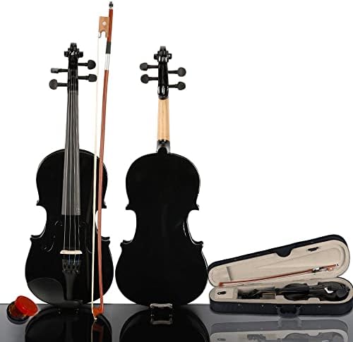 New 1/2 Acoustic Violin Case Bow Rosin Black
