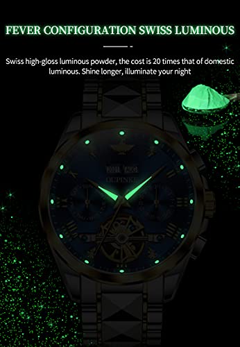Image of OUPINKE Watches for Men Automatic Skeleton Self Winding Dress Wrist WatchBusiness Waterproof Luminous Tungsten