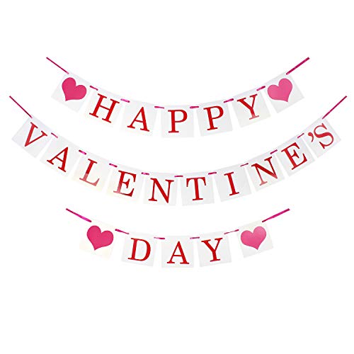 LINGPAR Valentine's Day Party Decorations - Happy Valentines Day Banner for Valentines Day - Engagement Wedding Anniversary Decor Valentines Sign Supplies