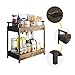 KLM Countertop Coffee Station Organizer, 2 Tier Wooden Shelf for Coffee Bar Accessories, Condiment Storage Caddy for Kitchen, Bathroom Counter Organizer, Home, Office - Brown