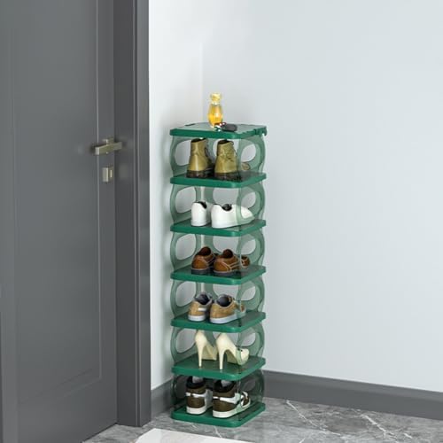 Étagère à chaussures verte pour entrée et studio, le rangement idéal des intérieurs urbains