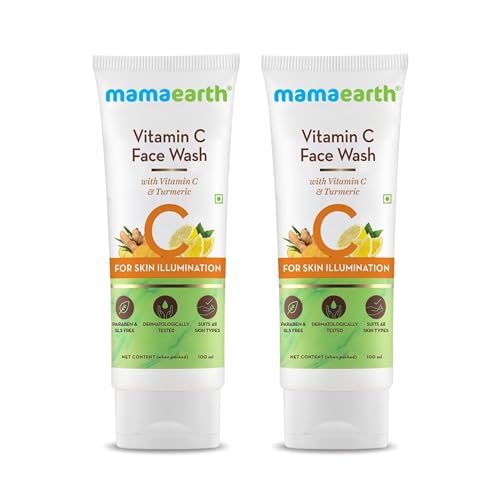 Mamaearth Vitamin C Face Wash for Women & Men | Toxin-Free & Oil-Free Face Wash | For Acne-Prone Dry & Oily Skin | Illuminates Skin - 100 ml (Pack of 2)