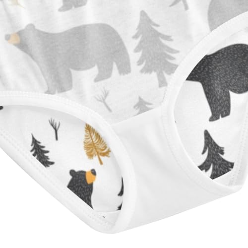ZZKKO Abstract Black Bear Tree Girls Underwear Toddler Panties for Girls Comfort Brief Size 2T-8Y4