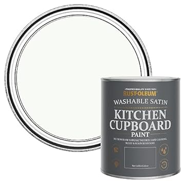 Rust-Oleum White Scrubbable Kitchen Cupboard Paint in Satin Finish - Still 750ml