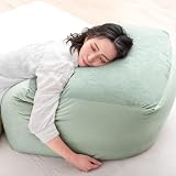 ビーズクッション 日本製 71×71×40cm くすみカラー ベルベット生地 洗える カバー付 Ｌサイズ 特大