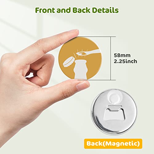 Aiment 50 Sets Metal Button Maker Supplies 2-In-1 Fridge Magnets With Bottle Opener Parts 58Mm (Approx. 2.25 Inch) For Button Maker Machine Diy Round Pin Maker Badge Press #TOP3